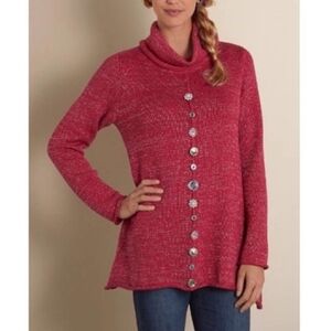 Soft Surroundings Nordic Nights Cowl Neck Red Sweater, Sz L
